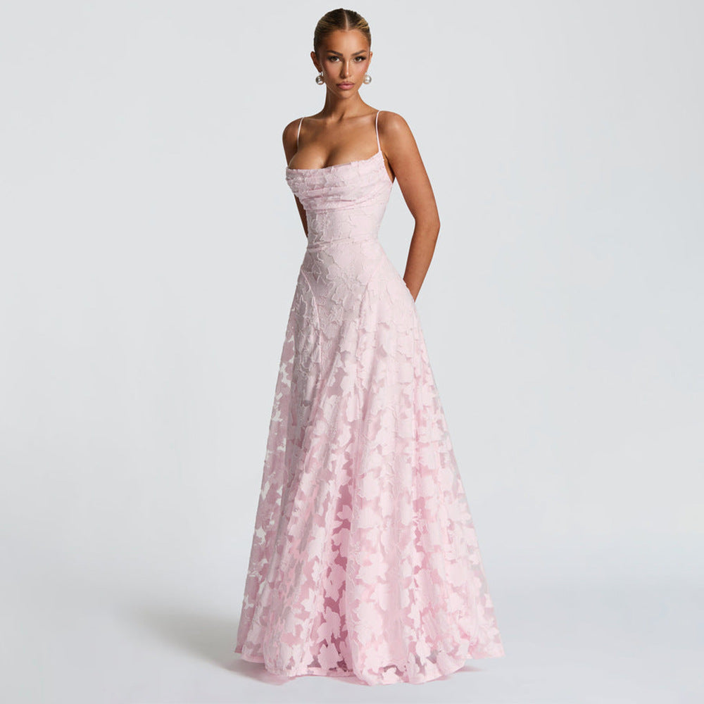 Women's Backless Spaghetti-Strap Maxi Evening Dress