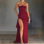 Women's Strapless Maxi Evening Dress with Open Back
