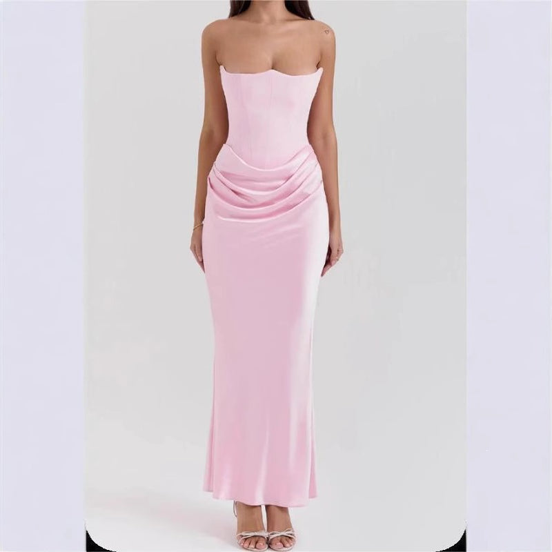 Women's Strapless Evening Dress with Open Back