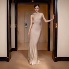 Women's Satin Spaghetti-Strap Backless Maxi Dress