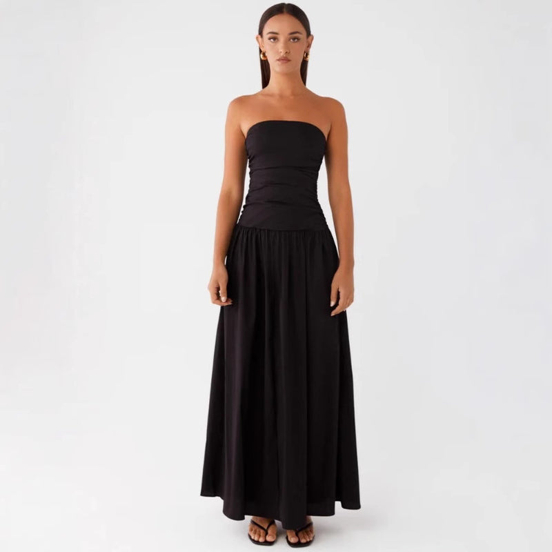 Strapless Ruched Maxi Evening Dress