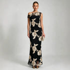 Women's One-Shoulder Mesh Mermaid Maxi Evening Dress