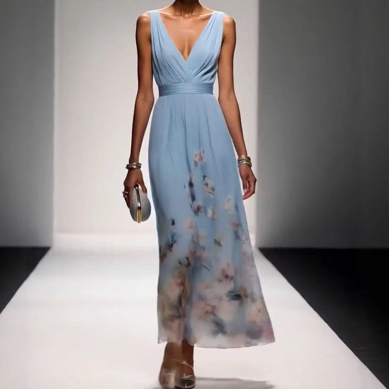 Women's V-Neck Sleeveless Evening Dress