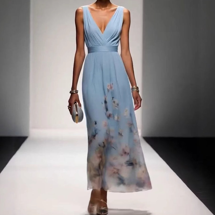 Women's V-Neck Sleeveless Evening Dress