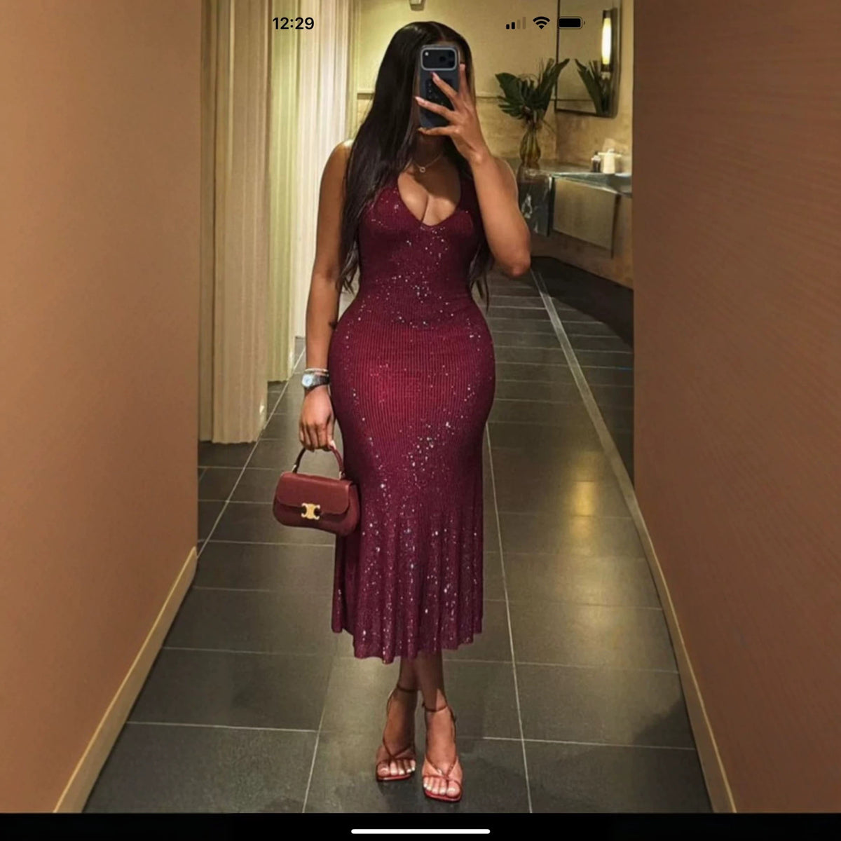 Women's Deep V-Neck Sequin Mini Cocktail Dress