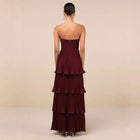 Strapless Ruched Tiered Maxi Dress