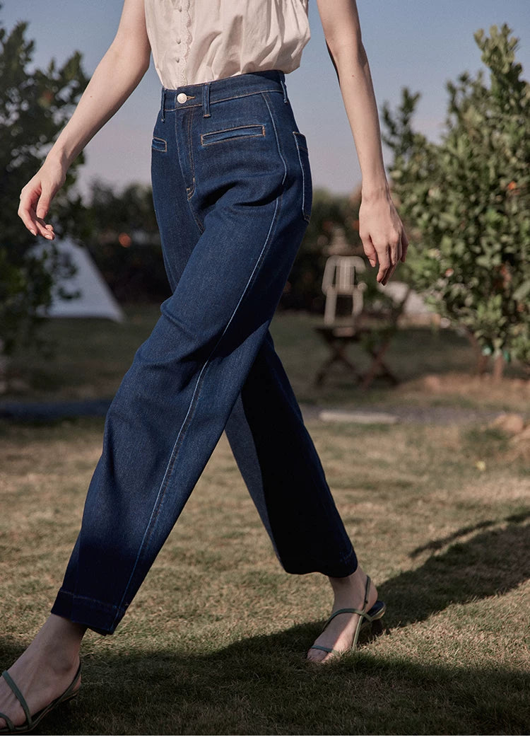 Vintage High Waist Straight Wide Leg Jeans for Women