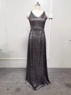 Women's Strapless Sequin A-Line Evening Gown - Black/Silver