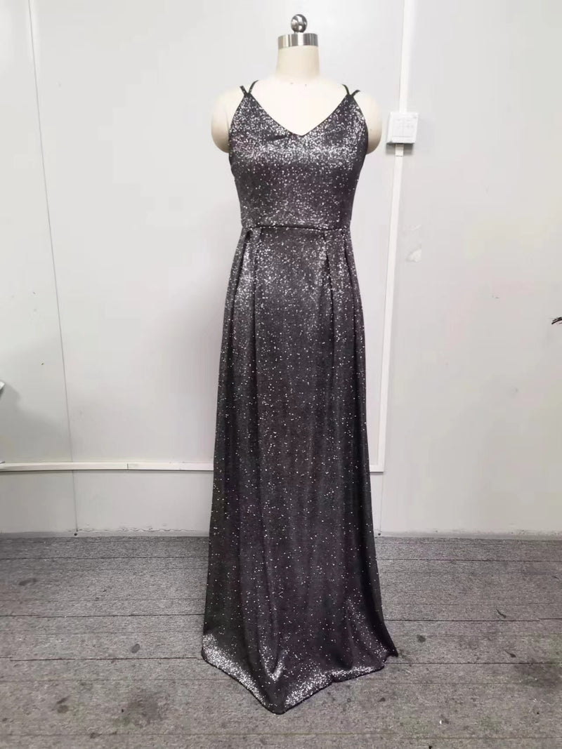 Women's Strapless Sequin A-Line Evening Gown - Black/Silver