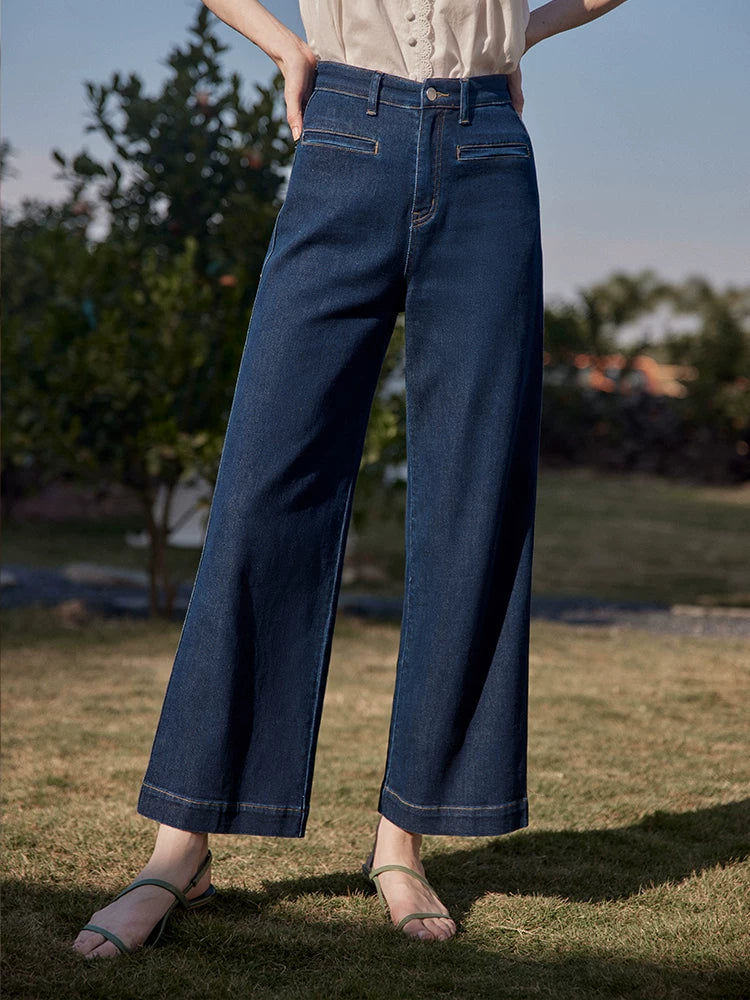 Vintage High Waist Straight Wide Leg Jeans for Women