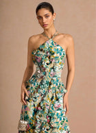 Women's Floral Evening Dress - Mint Green Floral