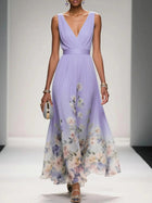 Women's V-Neck Sleeveless Evening Dress