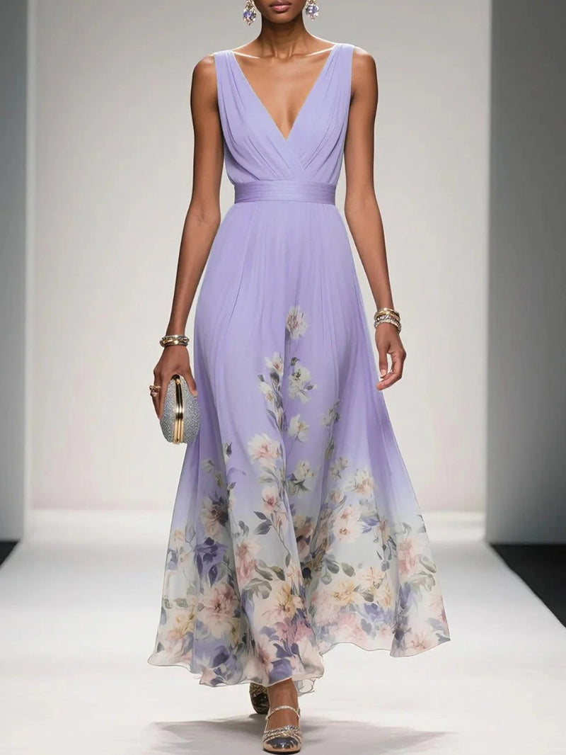 Women's V-Neck Sleeveless Evening Dress
