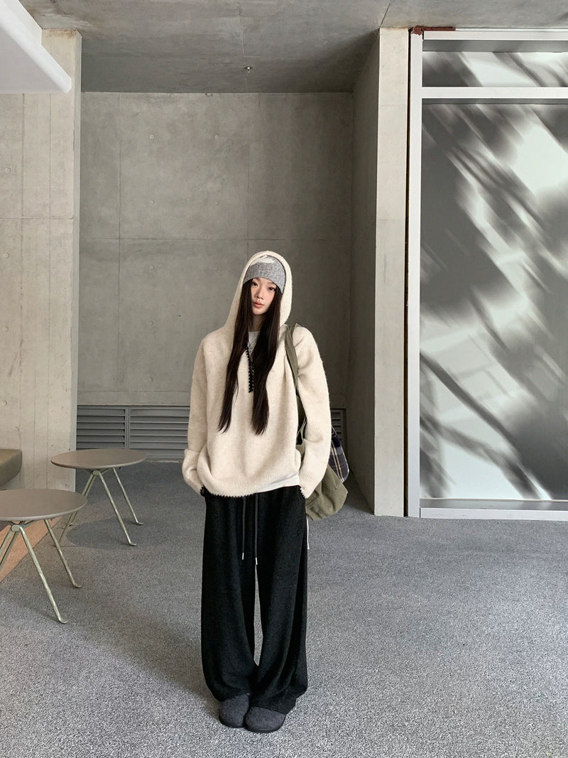 红人馆连帽毛衣女秋冬季穿搭慵懒高级感长袖上衣小众不撞款针织衫