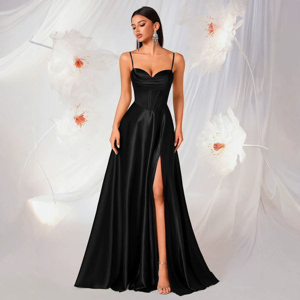 Women's Satin Strapless A-Line Prom Ball Gown