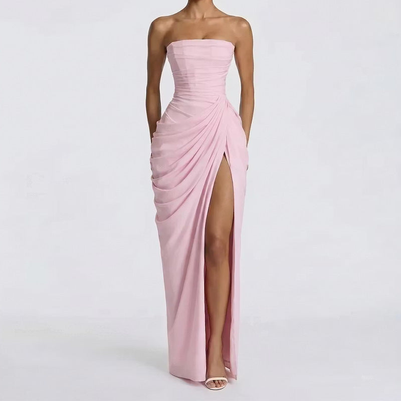 Women's Strapless Evening Dress with Open Back
