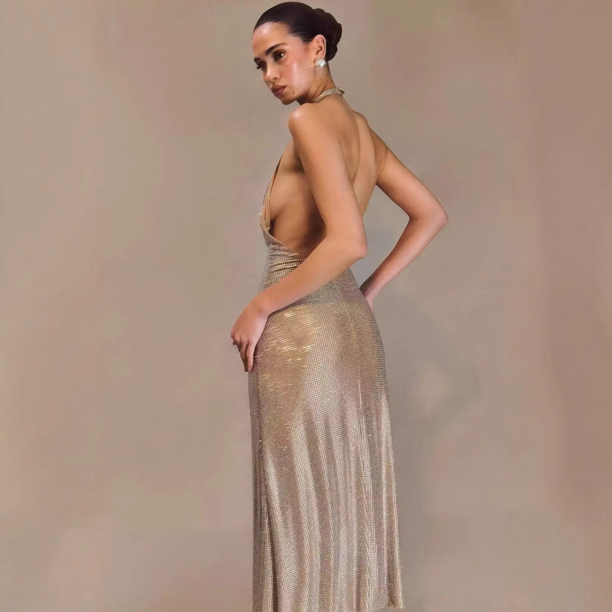 Women's Deep V-Neck Sequin Mini Cocktail Dress