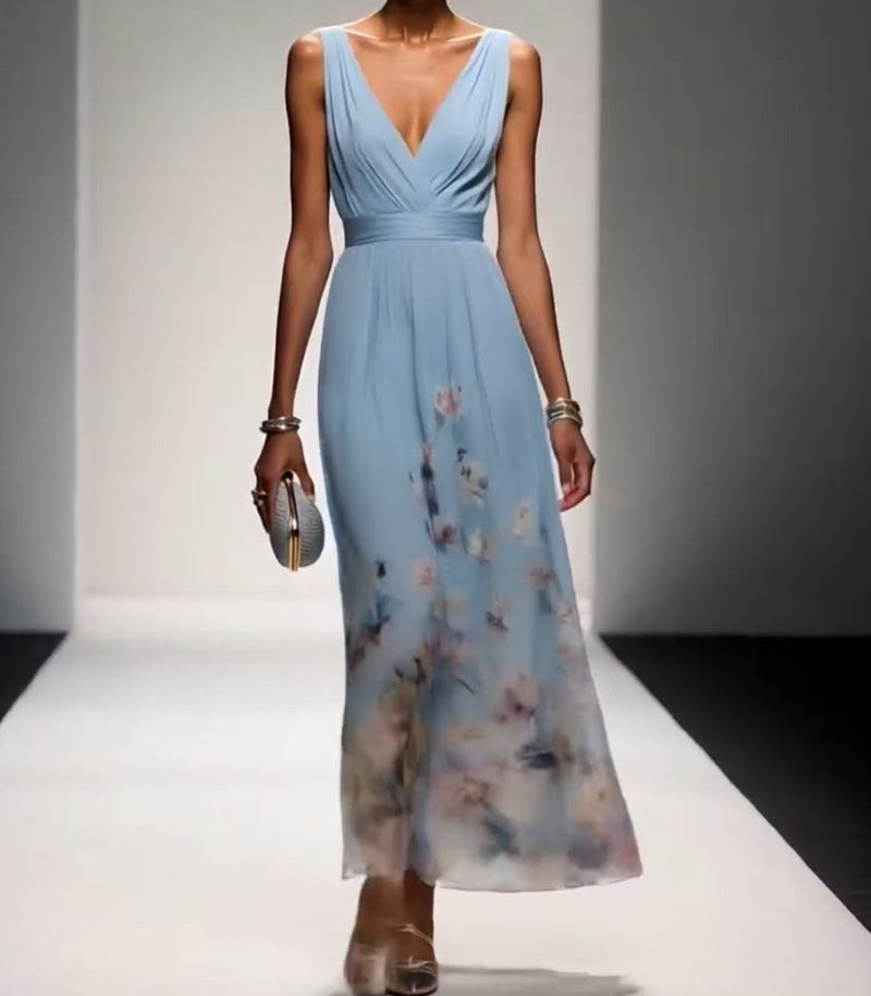 Women's V-Neck Sleeveless Evening Dress