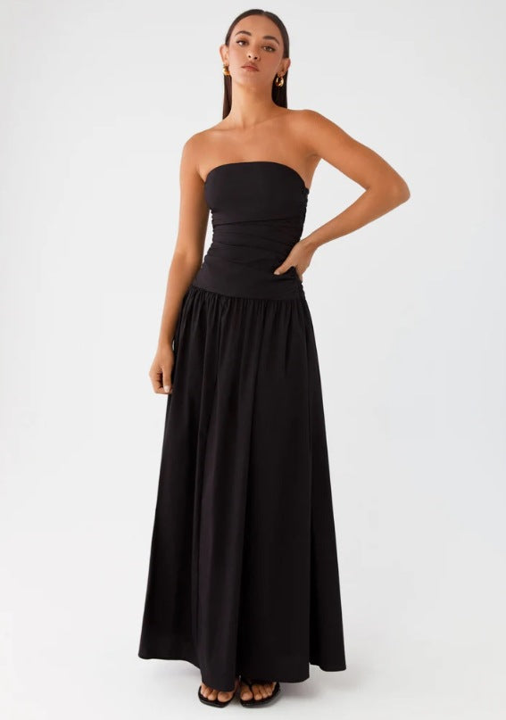 Strapless Ruched Maxi Evening Dress