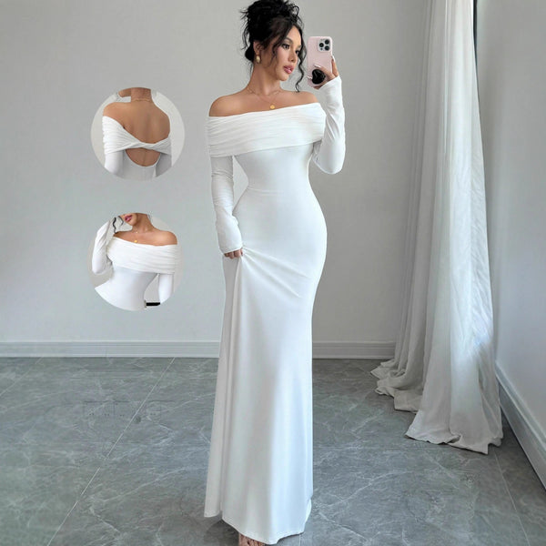 Women's Off-Shoulder Ruched Bodycon Maxi Dress