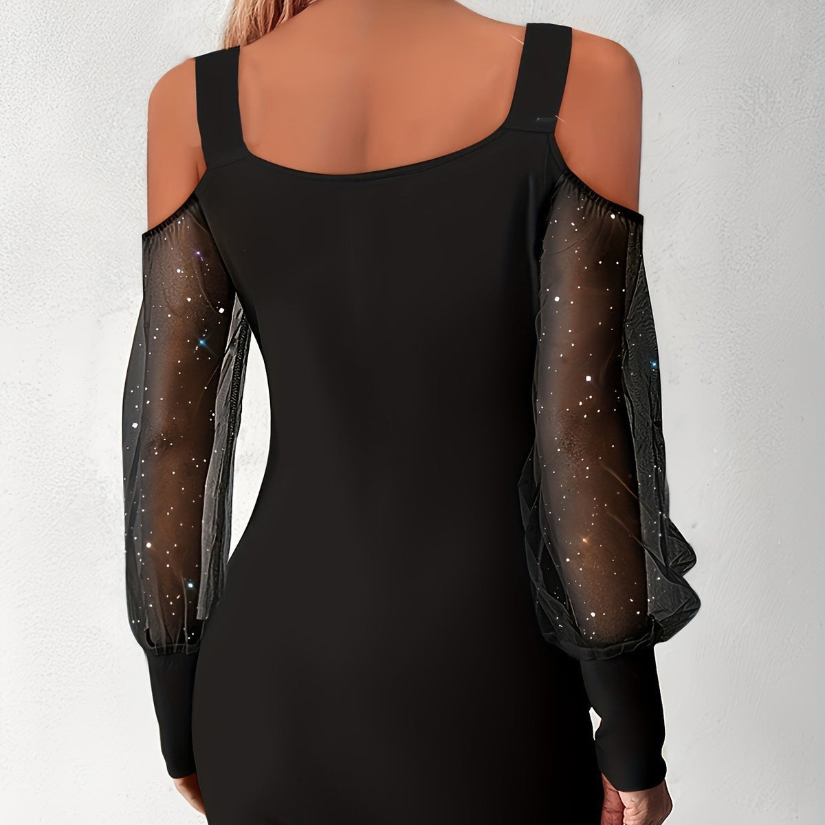 Women's Mesh Ruched Bodycon Mini Cocktail Dress