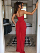 Women's Strapless Evening Dress with Open Back