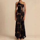 Women's Floral One-Shoulder Maxi Evening Dress