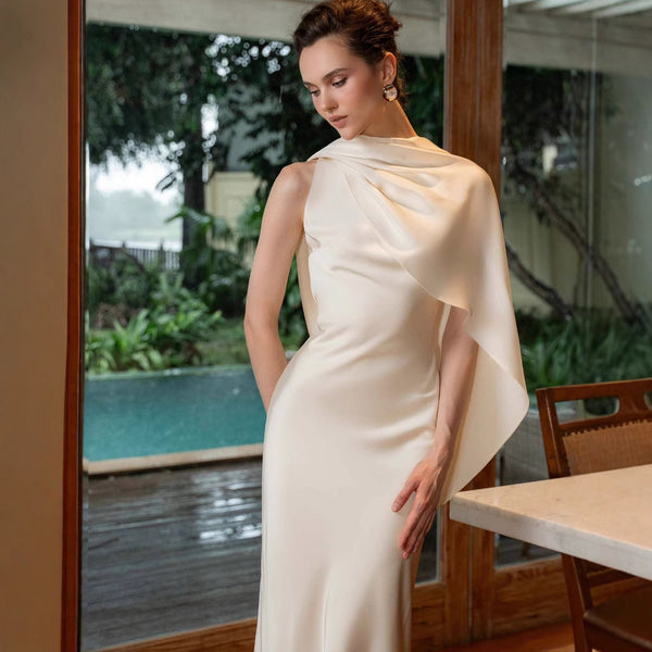 Women's Satin Spaghetti-Strap Backless Maxi Dress
