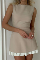 Women's Sleeveless Ruched Evening Dress - Apricot