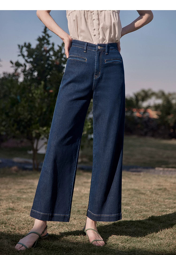 Vintage High Waist Straight Wide Leg Jeans for Women