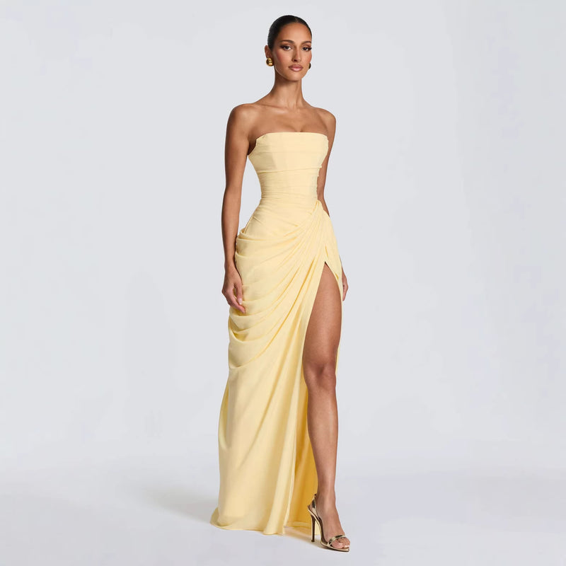 Women's Strapless Evening Dress with Open Back