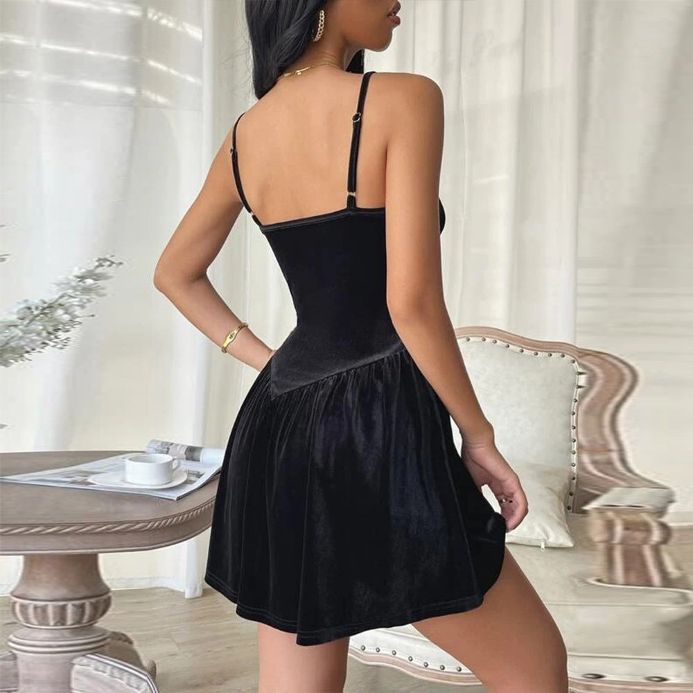 Women's Spaghetti-Strap Velvet Evening Dress