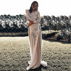 Women's Lace Long-Sleeve Open-Back Wedding Gown
