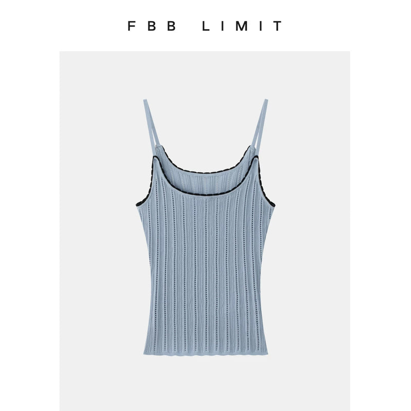 Fbblimit【夏日告白】莱赛尔天丝撞色木耳边针织开衫提花针织伞裙