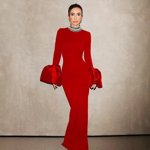Women's Long-Sleeve Bandage Maxi Evening Dress