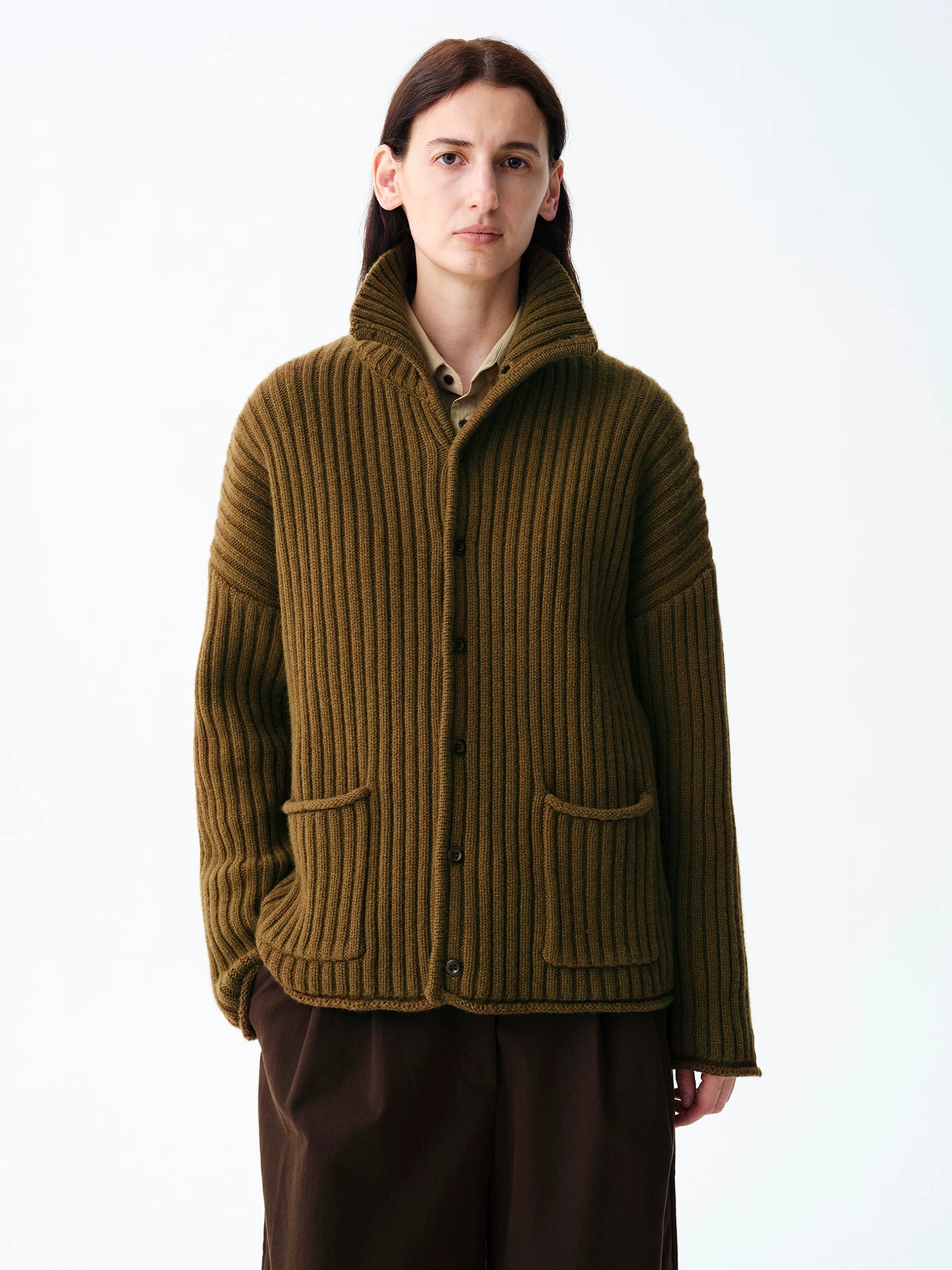 法式立领复古重工坑条肌理感毛衣外套女秋冬软糯通勤保暖外搭上衣
