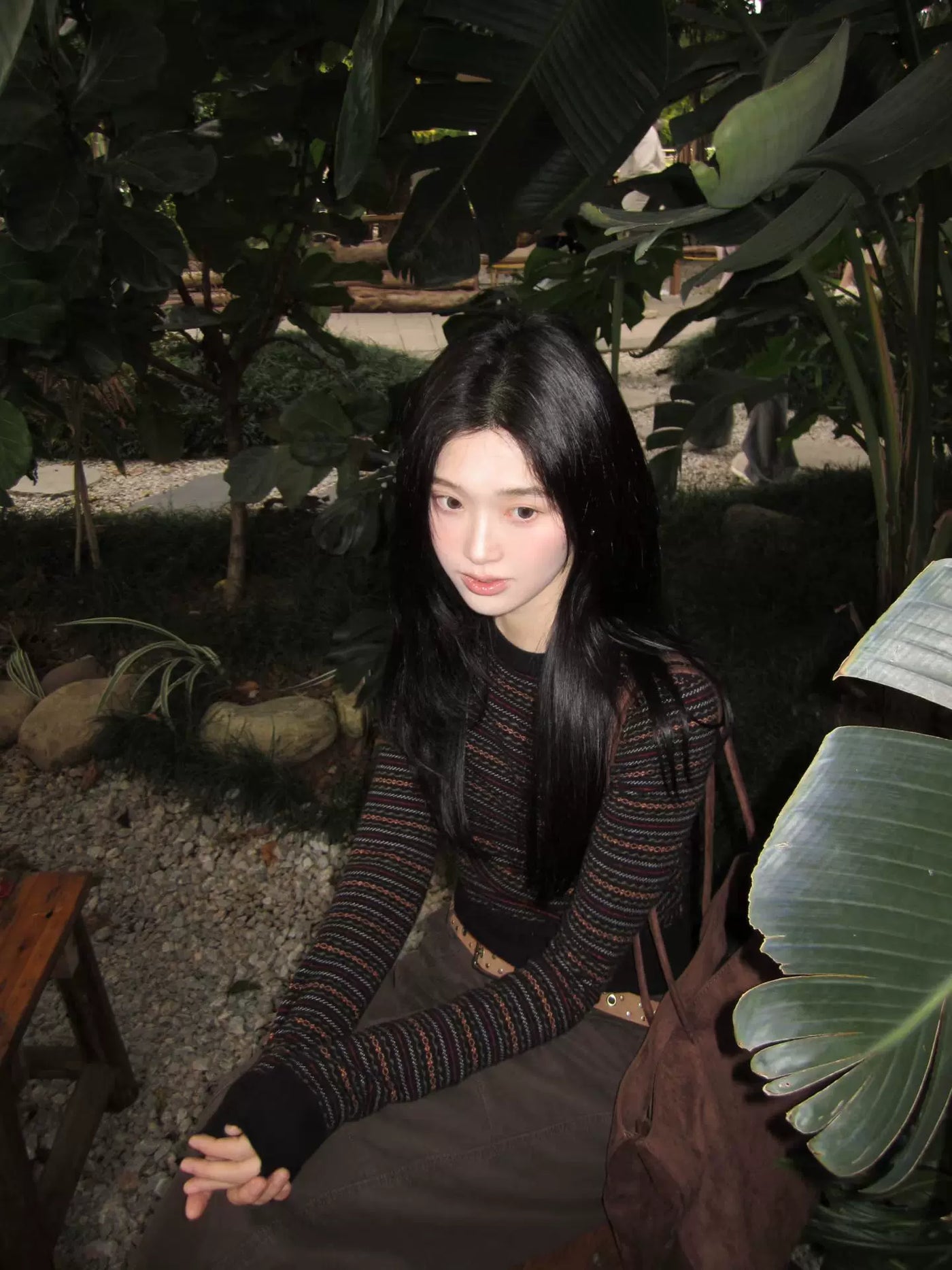 vintage复古条纹针织衫毛衣女秋冬高级感内搭设计感小众长袖上衣