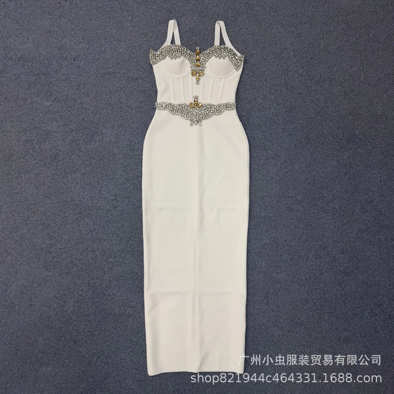 Women's Spaghetti-Strap Bandage Evening Dress - White