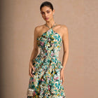 Women's Floral Ruched Maxi Evening Dress