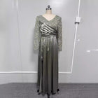 Women's Lace Ruffle Maxi Evening Dress