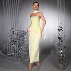 Crystal-Embellished Strapless Evening Gown