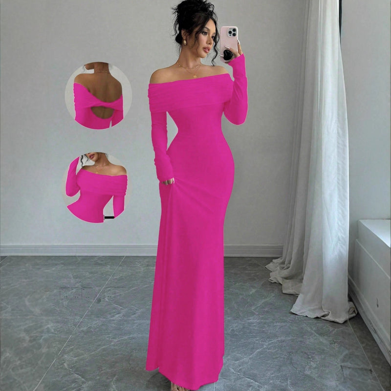 Women's Off-Shoulder Ruched Bodycon Maxi Dress