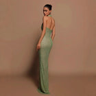 Women's Halter Sequin Bodycon Evening Dress