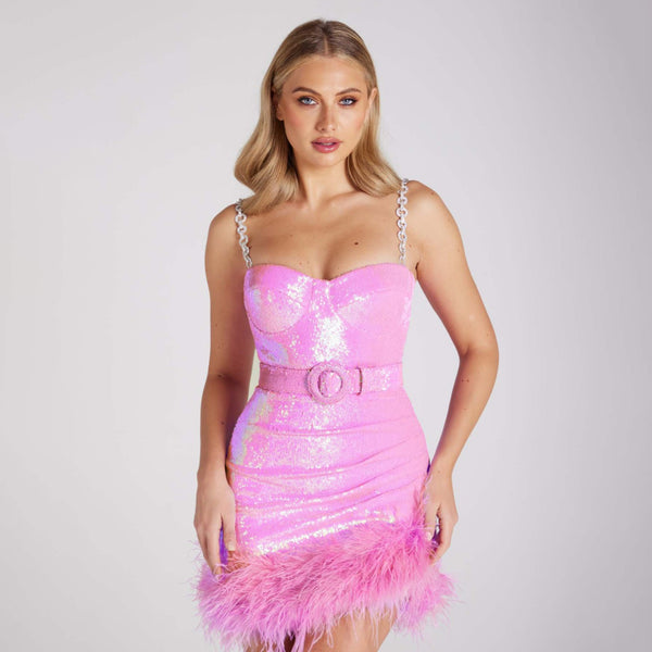 Women's Spaghetti-Strap Sequin Evening Dress