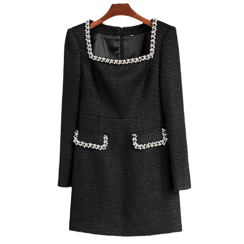 Women's Square-Neck Long-Sleeve Evening Dress
