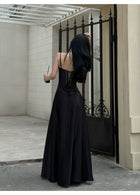 Satin Corset A-Line Maxi Dress - detail or back view