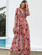 Women's Long-Sleeve Floral Maxi Evening Dress