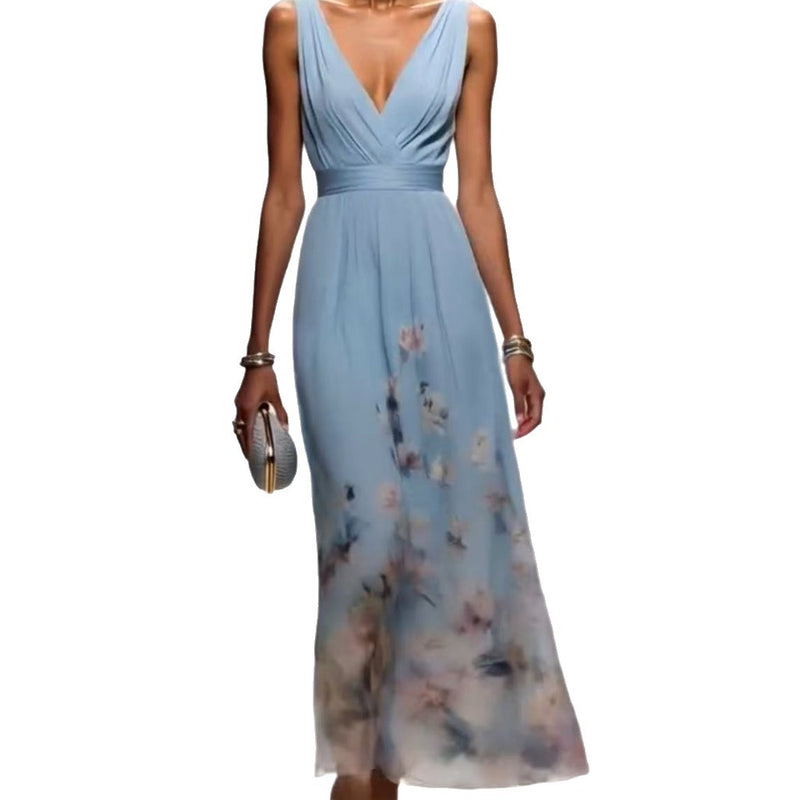 Women's V-Neck Sleeveless Evening Dress