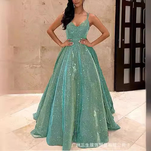 Women's Strapless Sequin A-Line Evening Gown