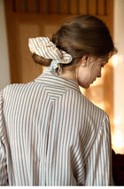 French Style Beige Striped Ruffle Blouse